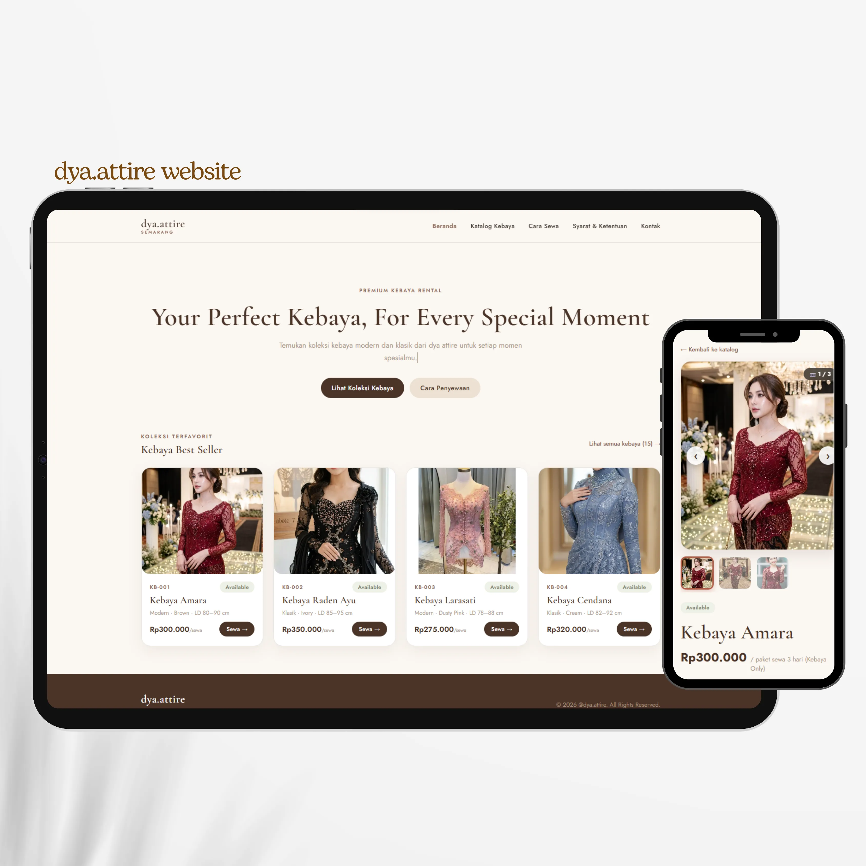 Website Pemesanan Sewa Kebaya Dyaattire
